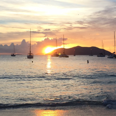 a sunset over a body of water