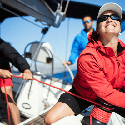 a group of people on a boat