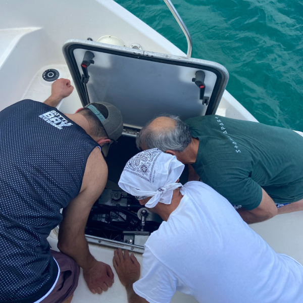 a group of people on a boat