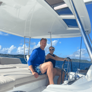 a man sitting on a boat