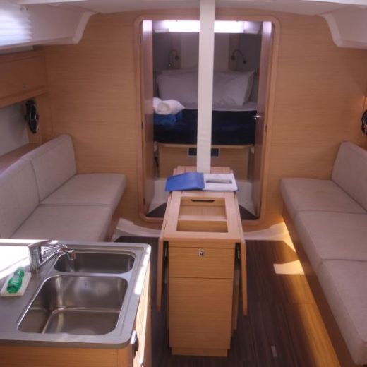 a kitchen with a sink and a window