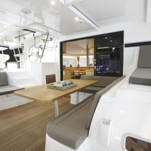 a kitchen with a table in a room