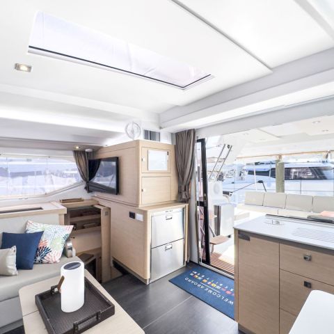 a desk with a computer in a room