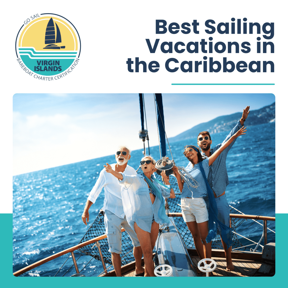 Four people enjoying a sunny day on a sailboat in the Caribbean.