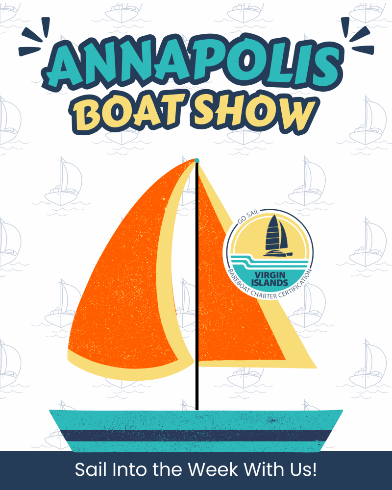Graphic of a sailboat with text: 'Annapolis Boat Show. Sail Into the Week With Us!'