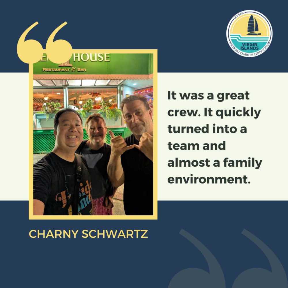 Three people smiling in front of a restaurant, text reads 'It was a great crew. It quickly turned into a team.'