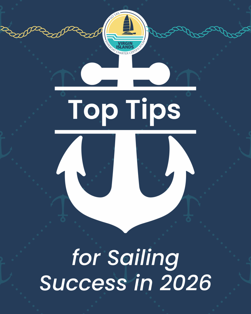 Nautical design with anchor, text 'Top Tips for Sailing Success in 2026' and Virgin Islands logo.