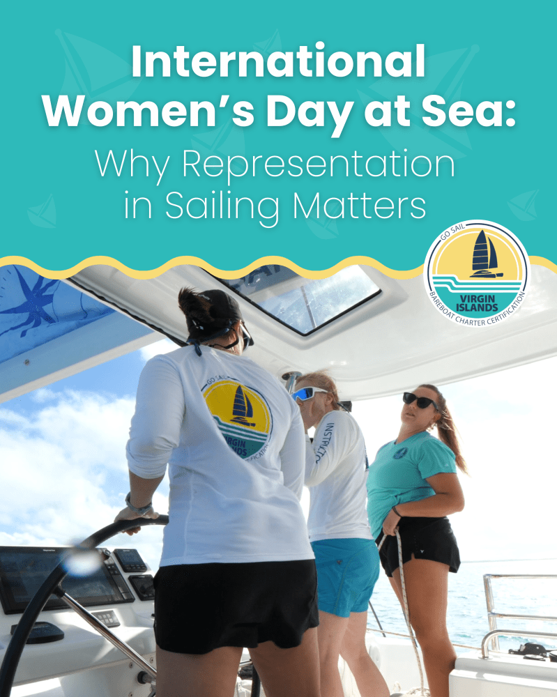 Women on a boat celebrating International Women's Day at Sea, focusing on sailing representation.