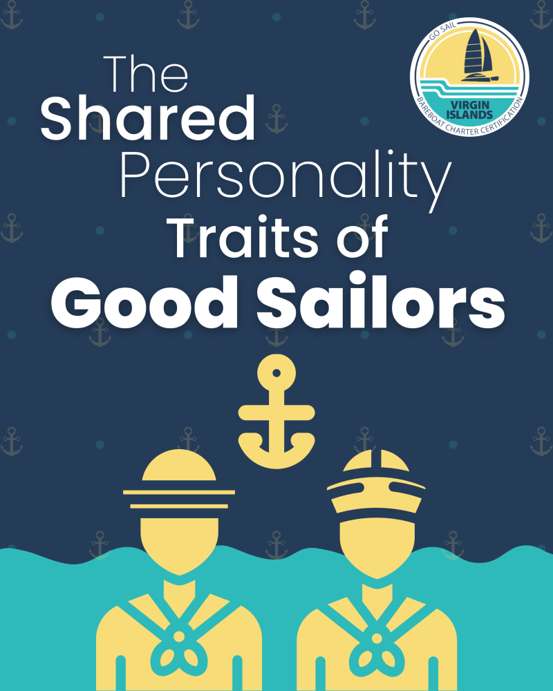Illustration of sailors and an anchor with text about sailor traits.