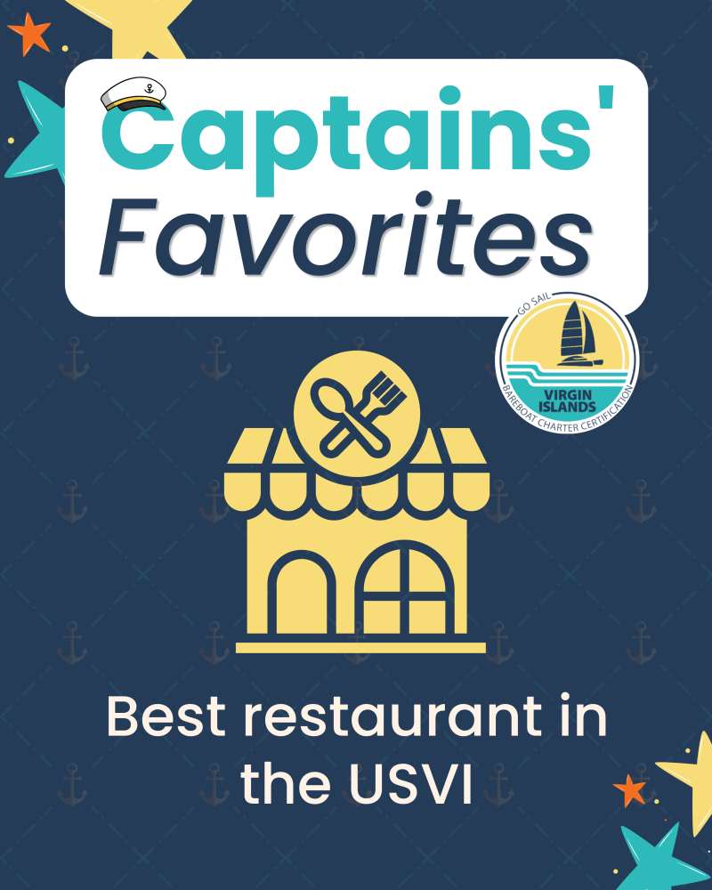 Captains' Favorites: Best restaurant in the USVI, nautical theme with icons.